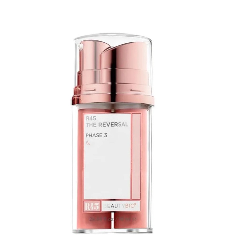 Beauty Bio R45 The Reversal Phase 3 Serum & Rose Gold cosmetic bag